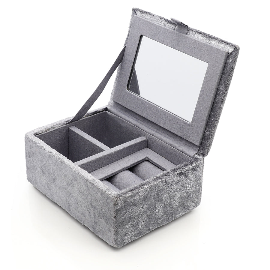 VELVET JEWELLERY BOX WITH EMBROIDERED LAVENDER MEADOW