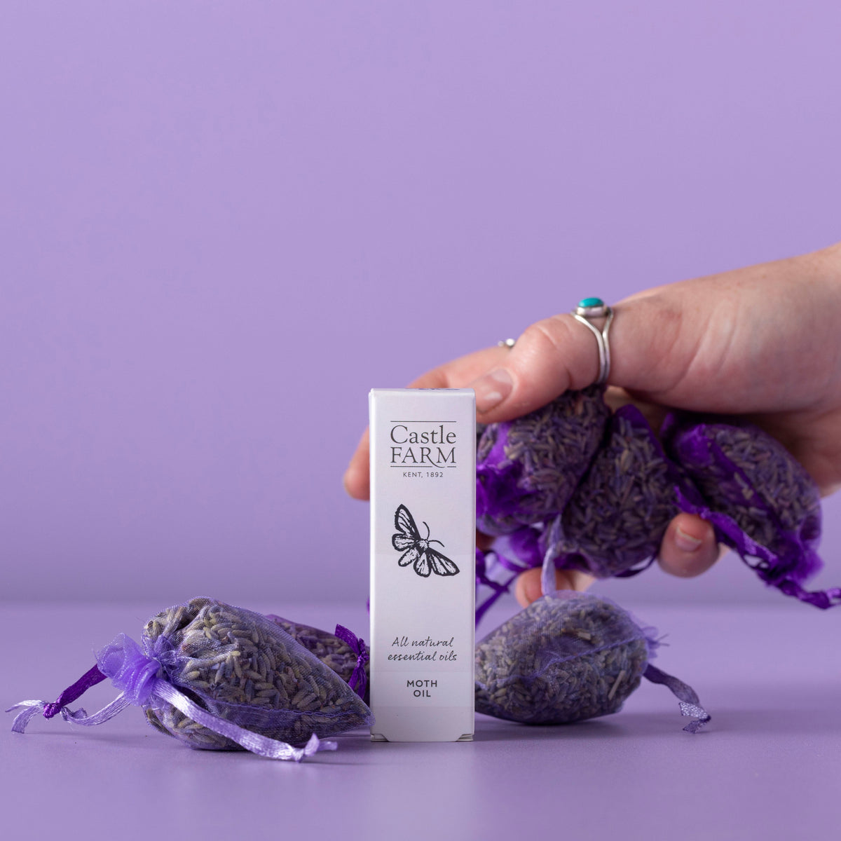MOTH OIL &amp; ORGANZA LAVENDER BAGS